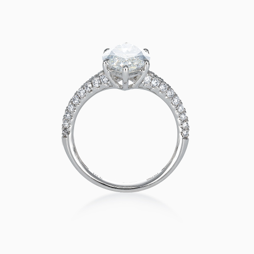 Accented Lab-Grown Marquise Diamond Split Shank Engagement Ring, 18k White Gold